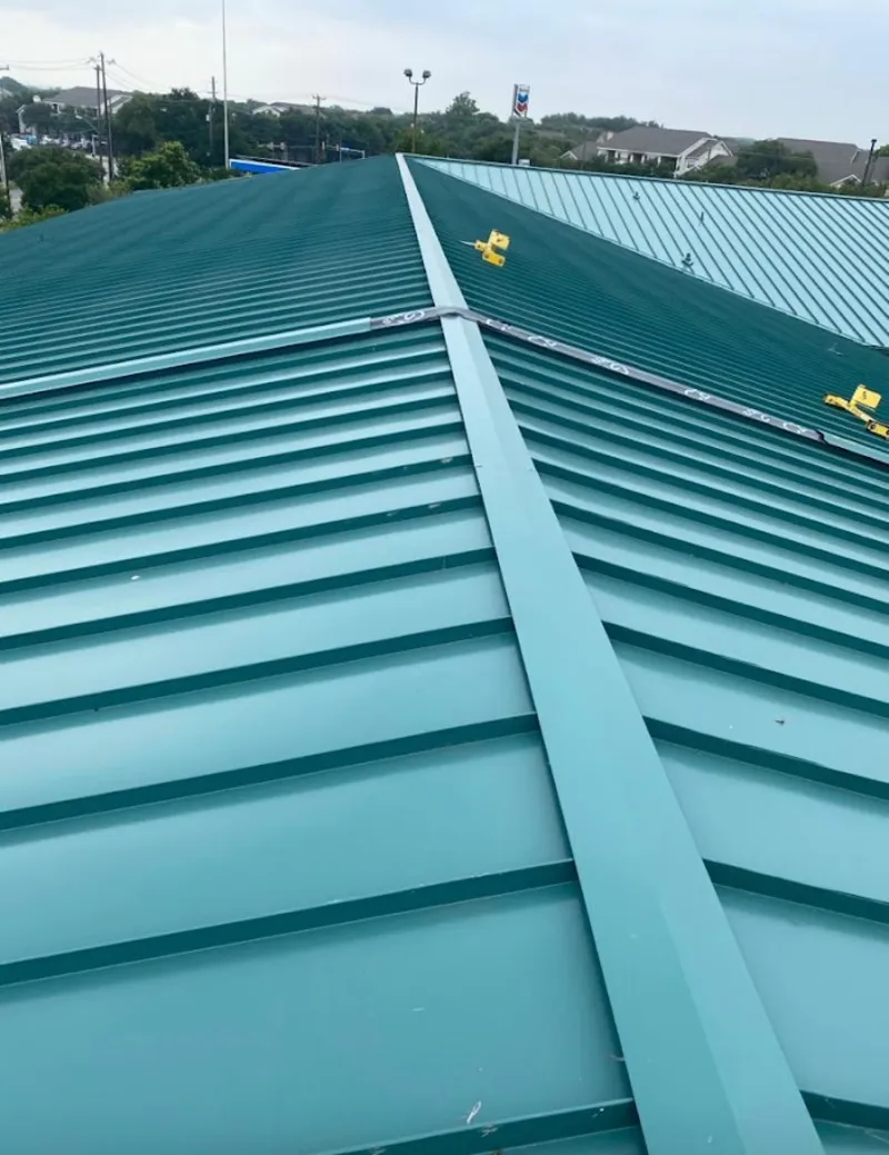 Green commercial metal roof ridge and valley for Metal Roof Repair in Breitung